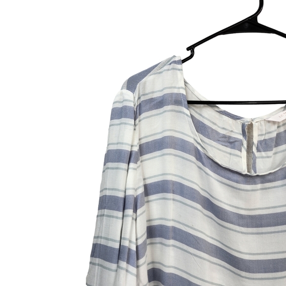 LC Lauren Conrad Women's Striped Scoop Neck Keyhole Back Tunic Top - Picture 2 of 5